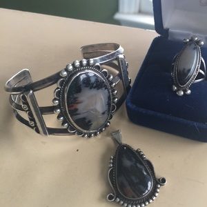 SOLD Navajo Petrified Wood Bracelet Pendant Set